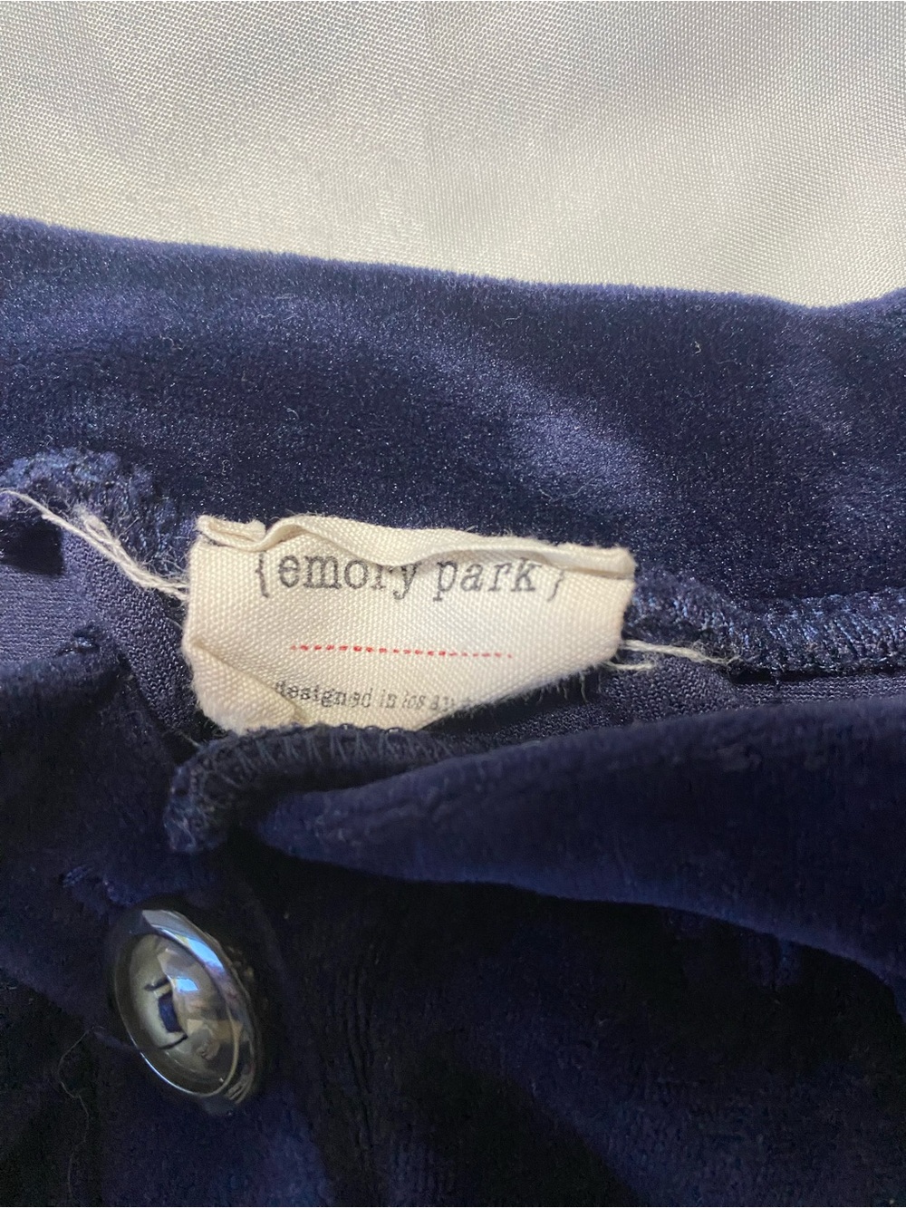 emory park Navy Velvet Cropped Henley Long Sleeve Top - Picture 6 of 7
